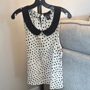 Black and White Polka Dot Women's  semi sheer Top